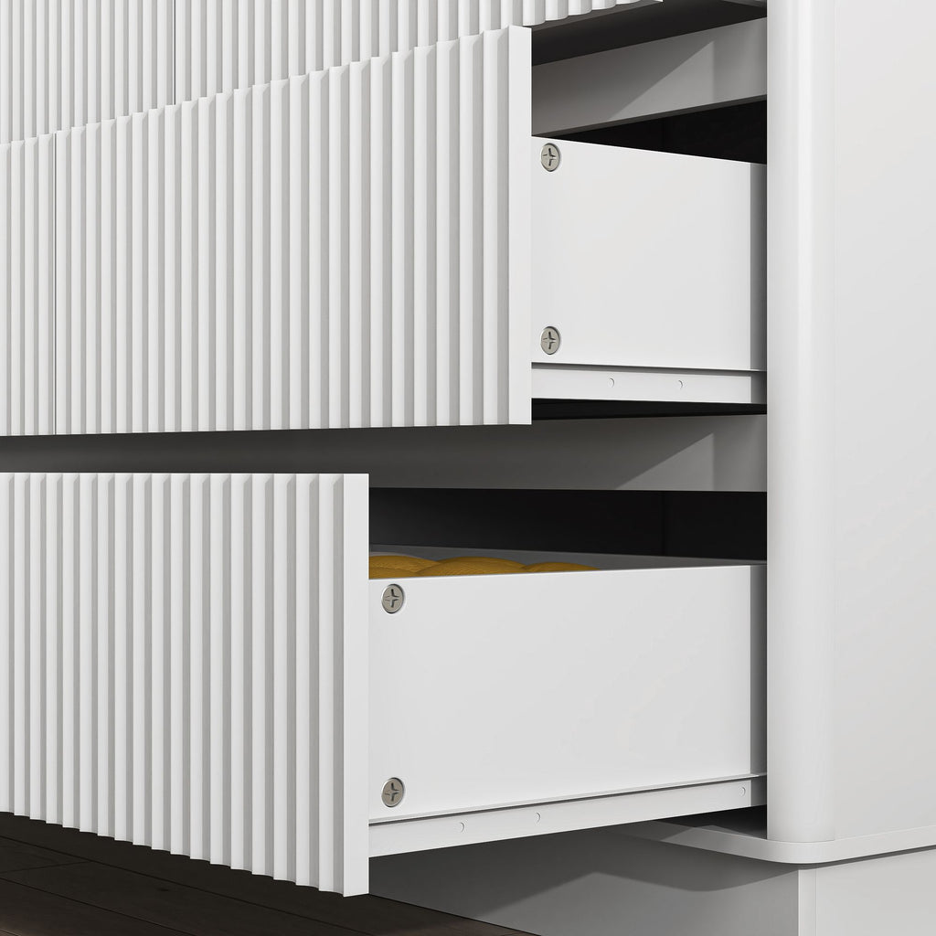 White Wave-Front Dresser with Handle-Free Design