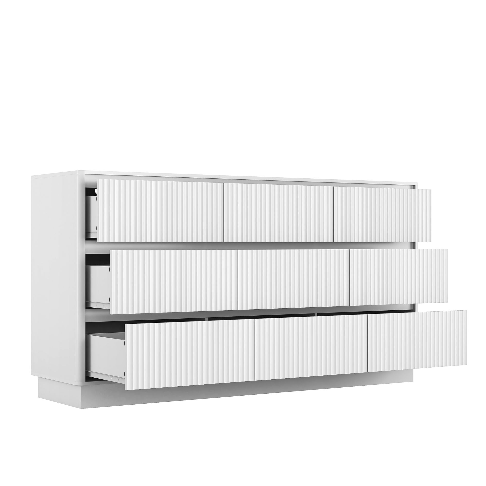 White Wave-Front Dresser with Handle-Free Design