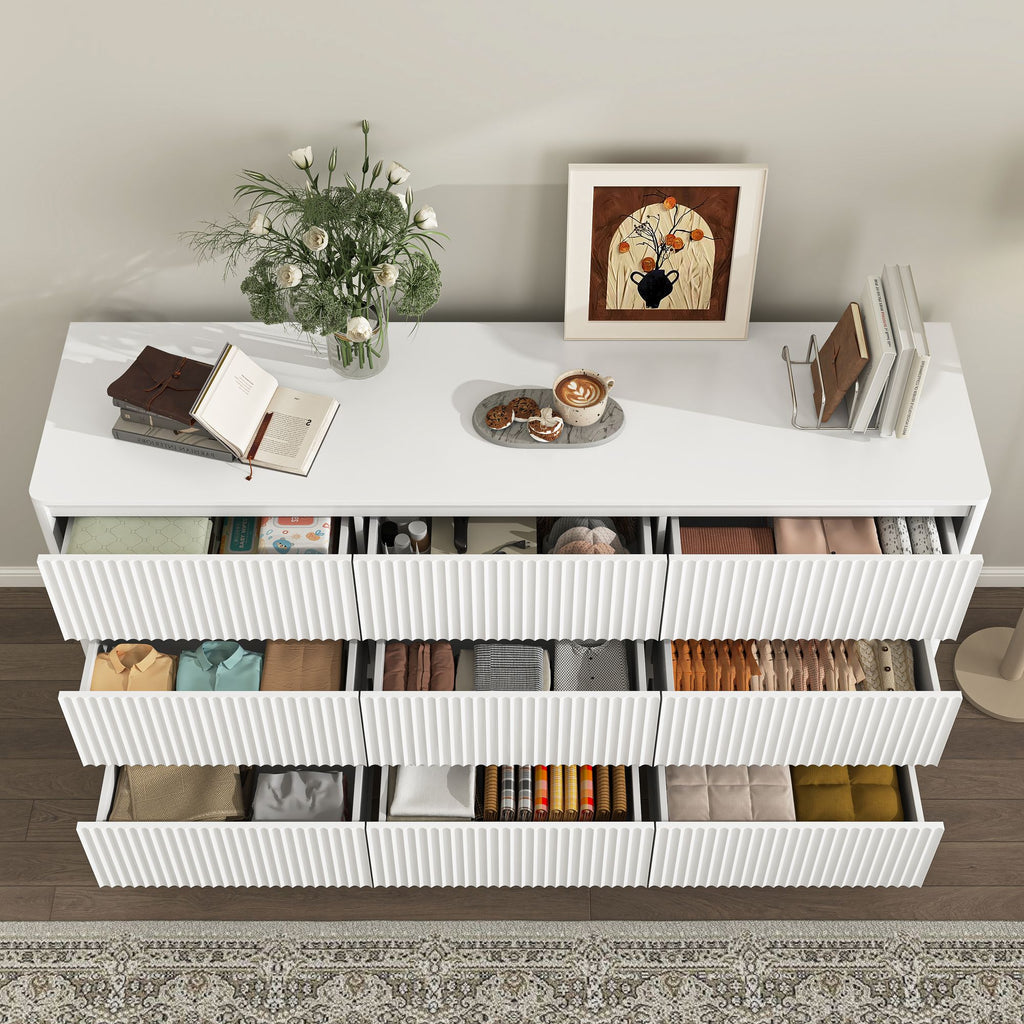 White Wave-Front Dresser with Handle-Free Design