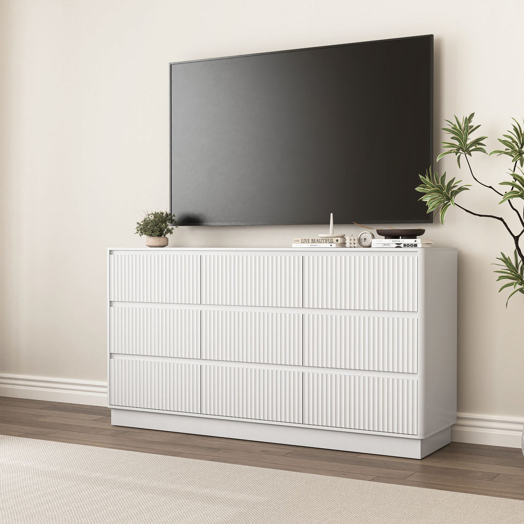 White Wave-Front Dresser with Handle-Free Design