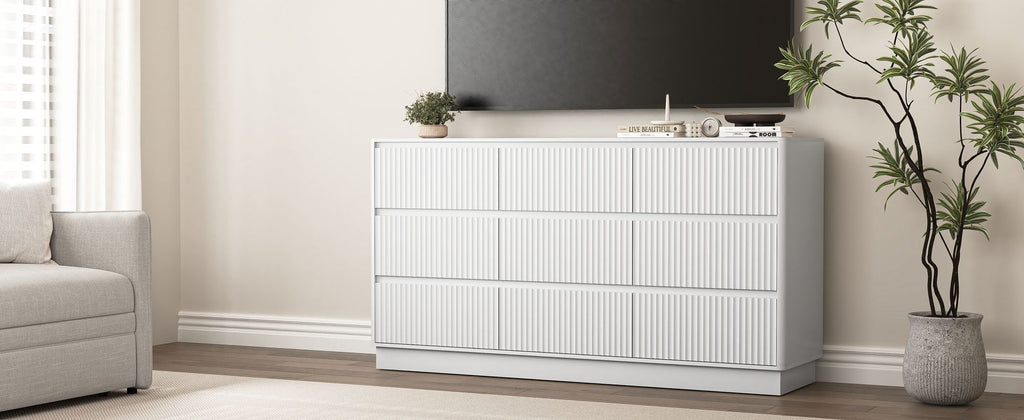 White Wave-Front Dresser with Handle-Free Design