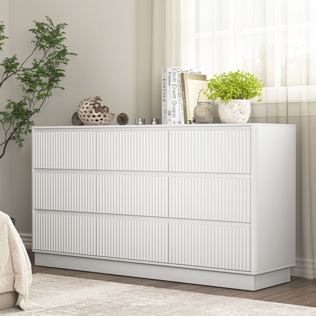White Wave-Front Dresser with Handle-Free Design