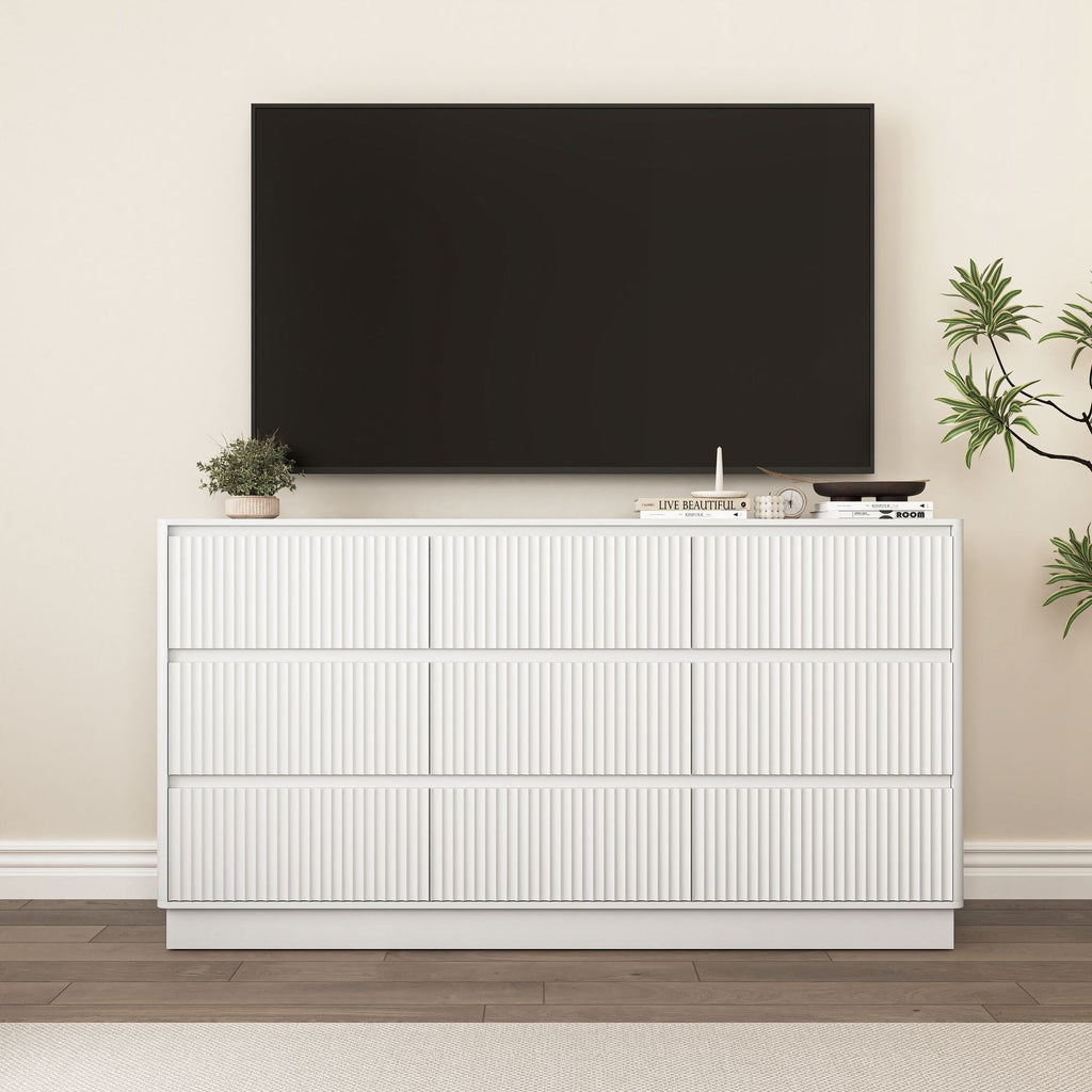 White Wave-Front Dresser with Handle-Free Design