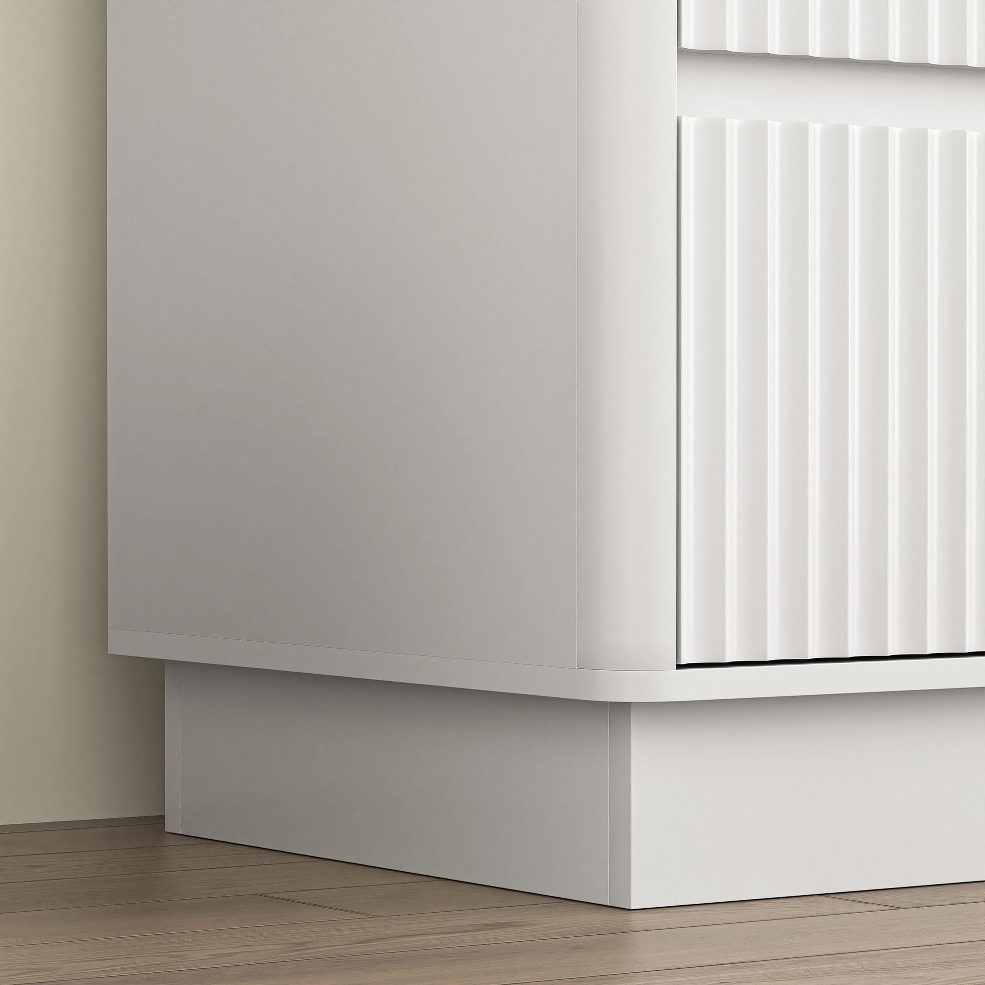 White Wave-Front Dresser with Handle-Free Design