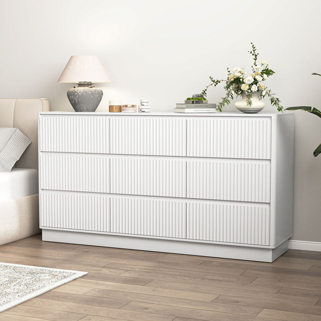 White Wave-Front Dresser with Handle-Free Design