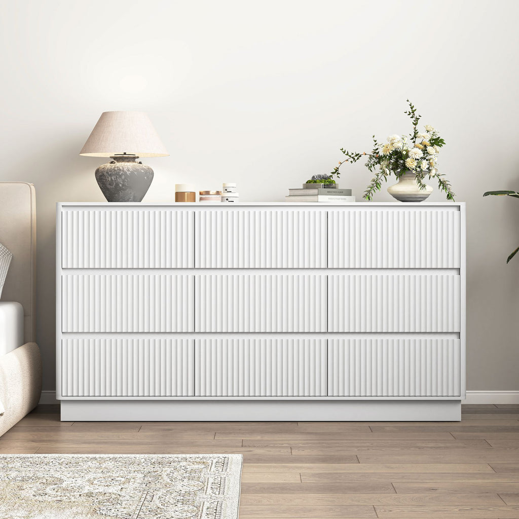 White Wave-Front Dresser with Handle-Free Design
