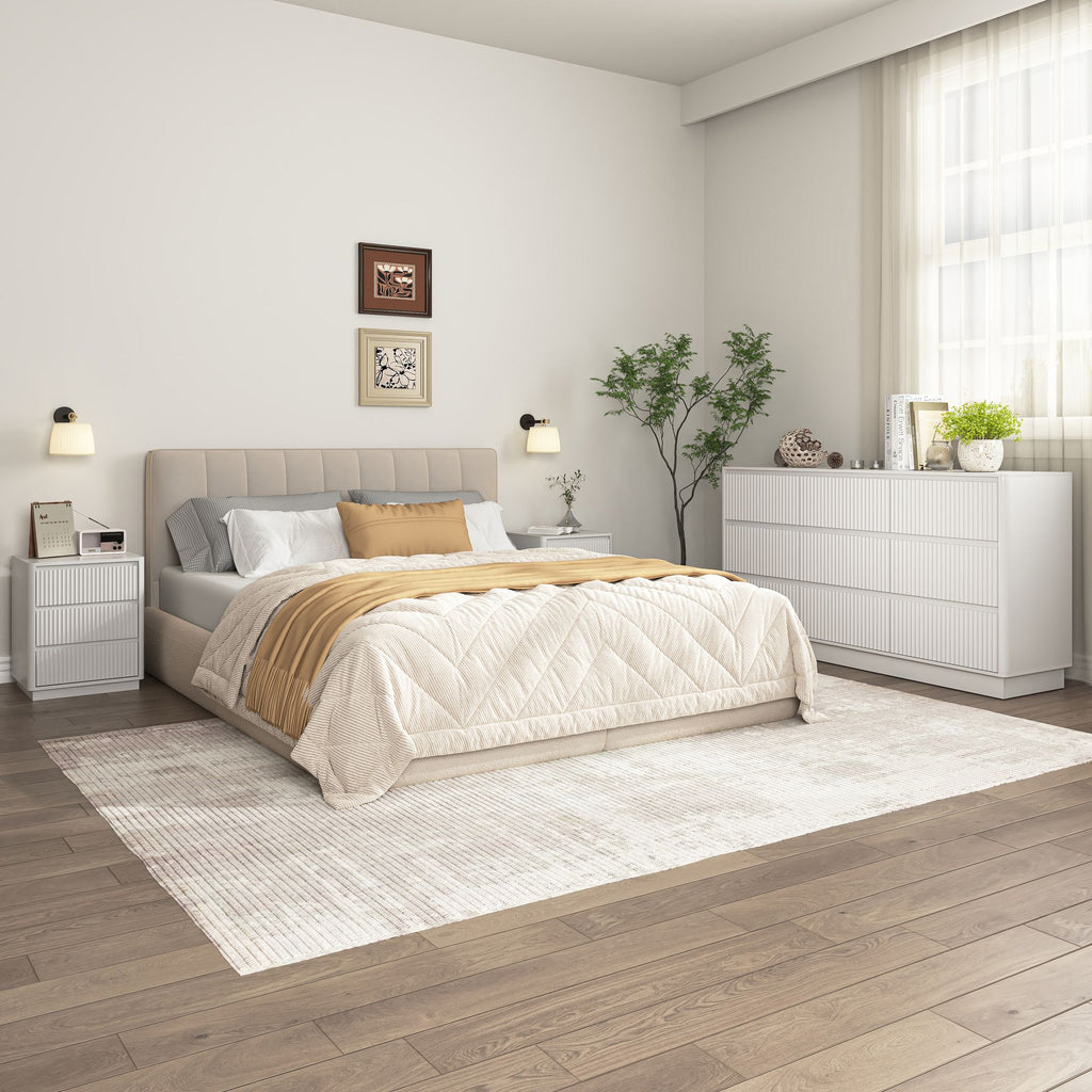 White Wave-Front Dresser with Handle-Free Design