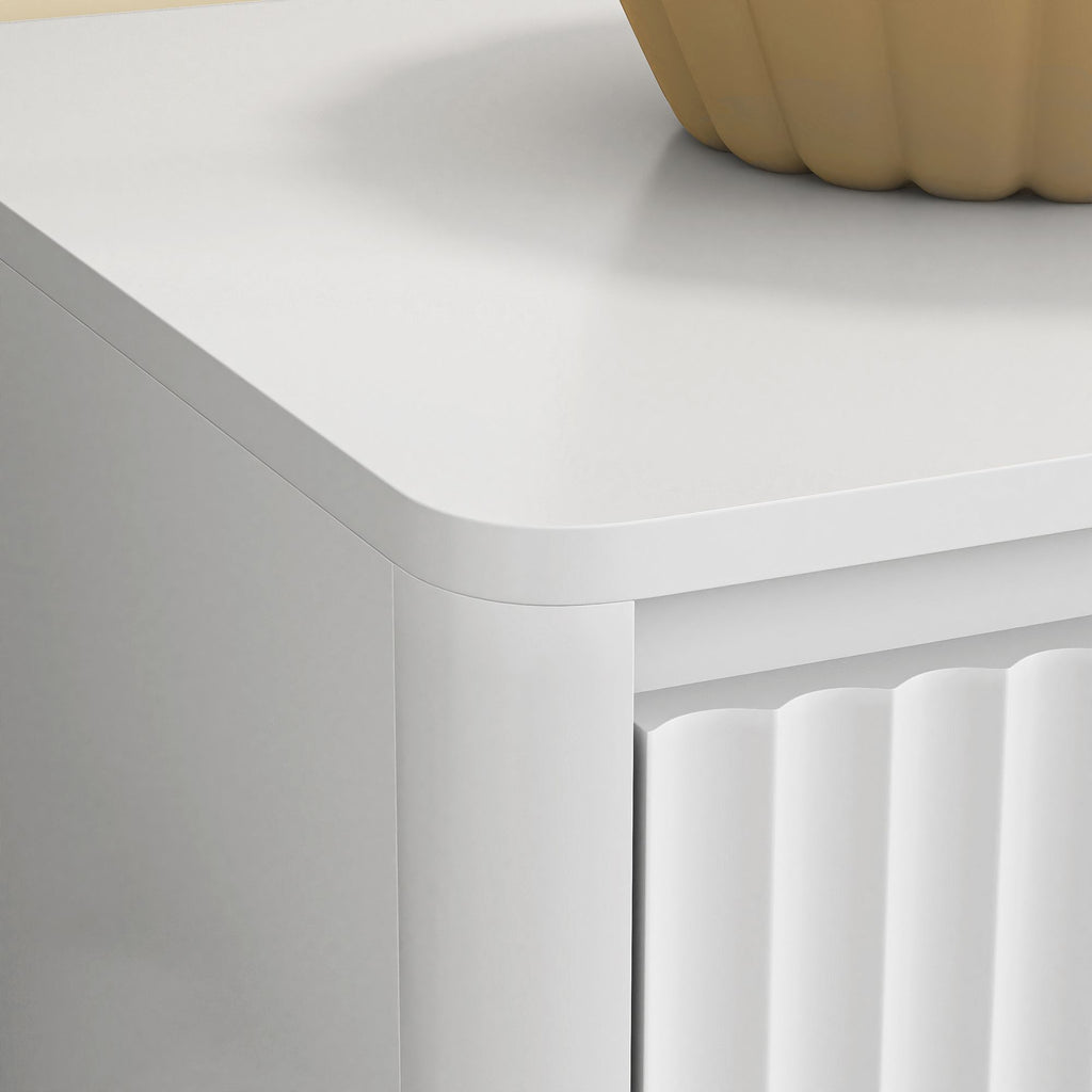 White Wave-Front Dresser with Handle-Free Design