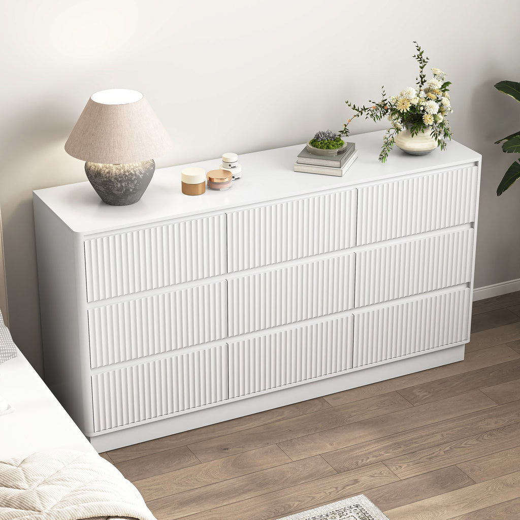 White Wave-Front Dresser with Handle-Free Design