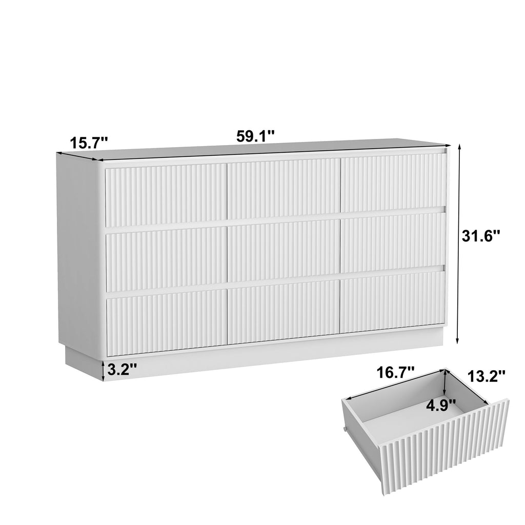 White Wave-Front Dresser with Handle-Free Design