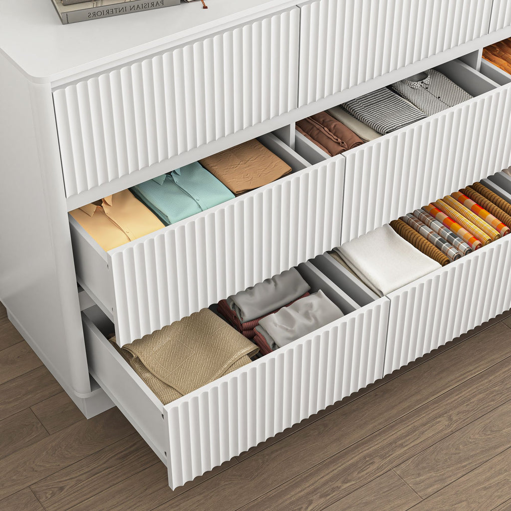 White Wave-Front Dresser with Handle-Free Design