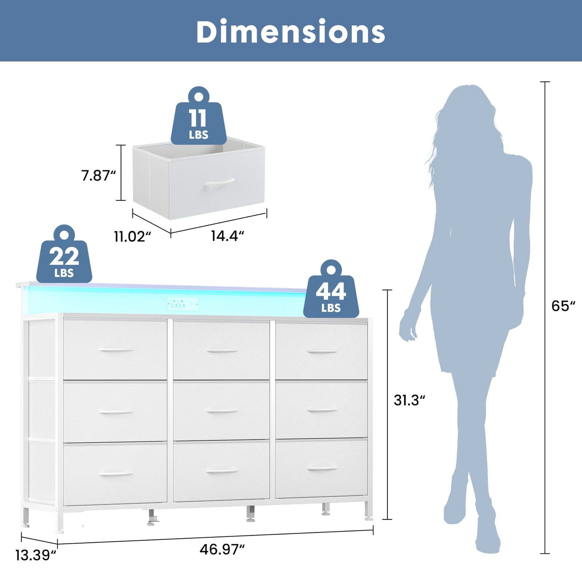 Dresser TV Stand with App-Controlled LED Lighting