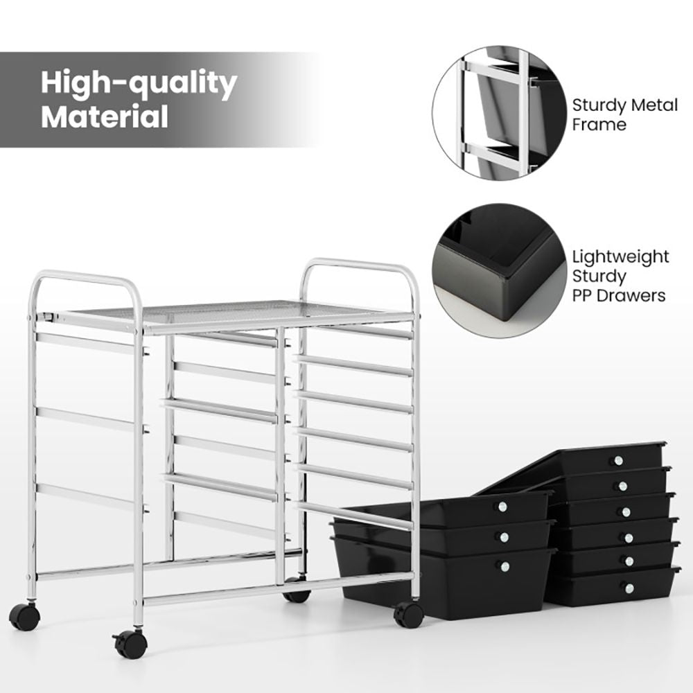 9-Drawer Rolling Storage Cart with Colorful Drawers