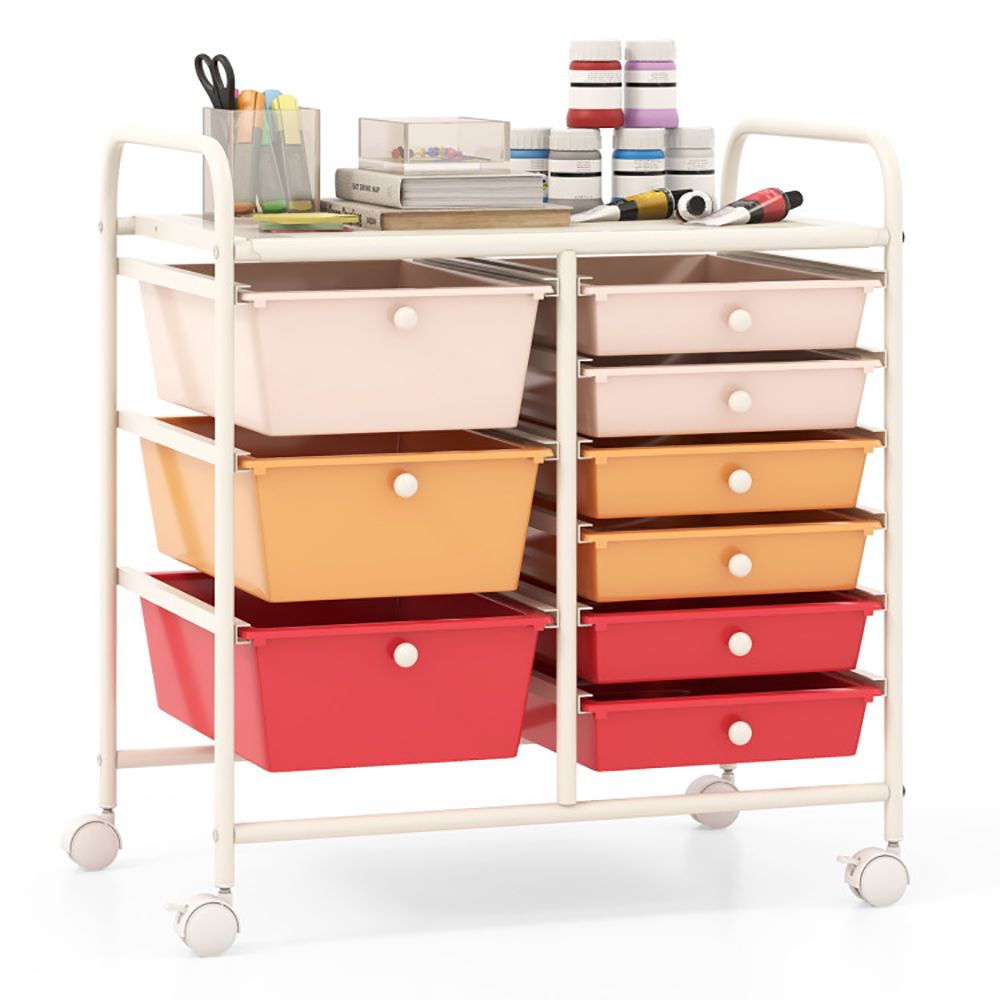 9-Drawer Rolling Storage Cart with Colorful Drawers