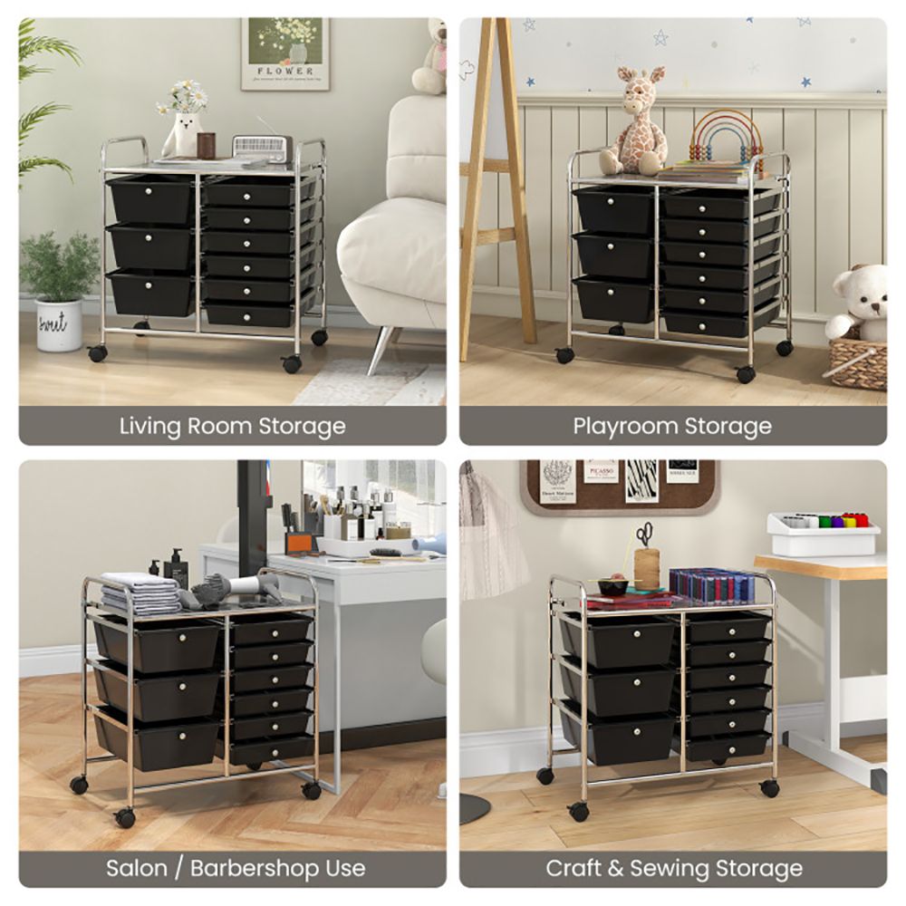 9-Drawer Rolling Storage Cart with Colorful Drawers