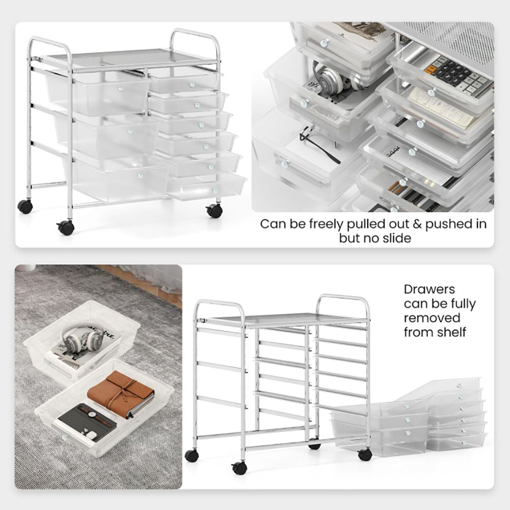 9-Drawer Rolling Storage Cart with Colorful Drawers
