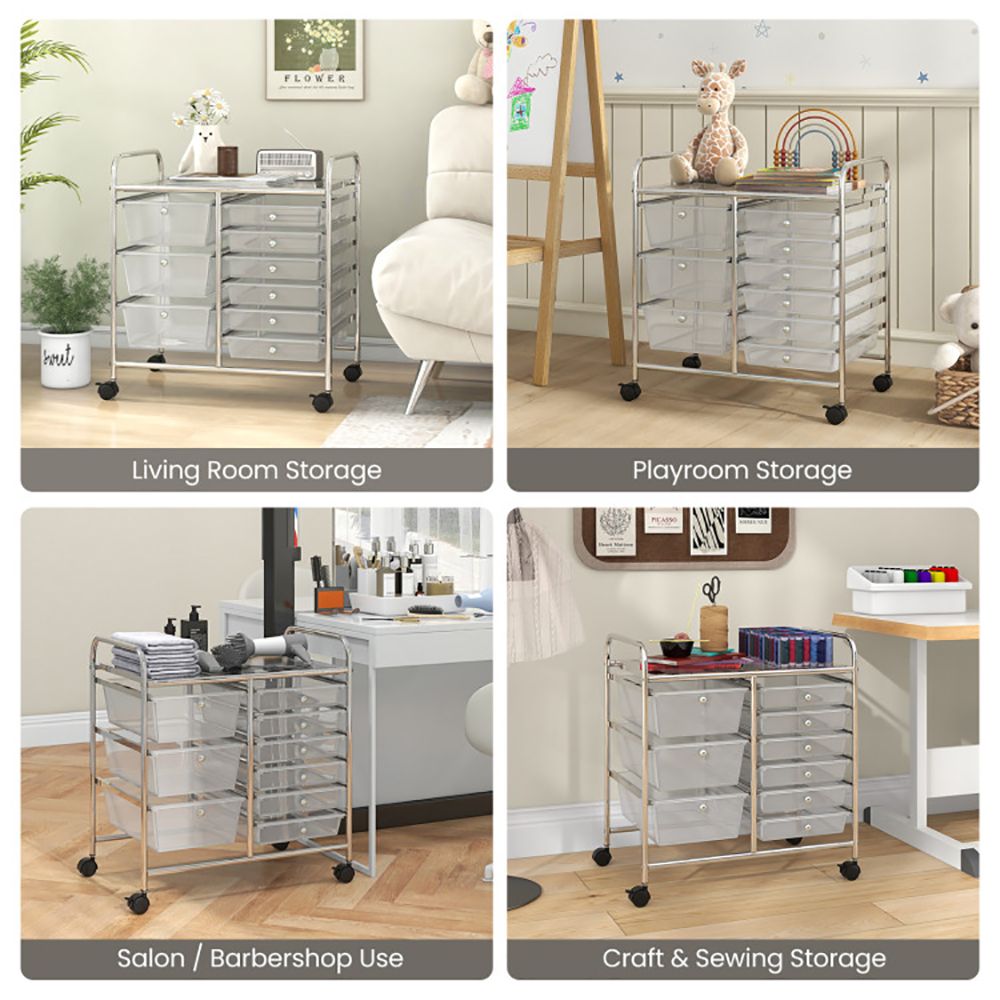 9-Drawer Rolling Storage Cart with Colorful Drawers