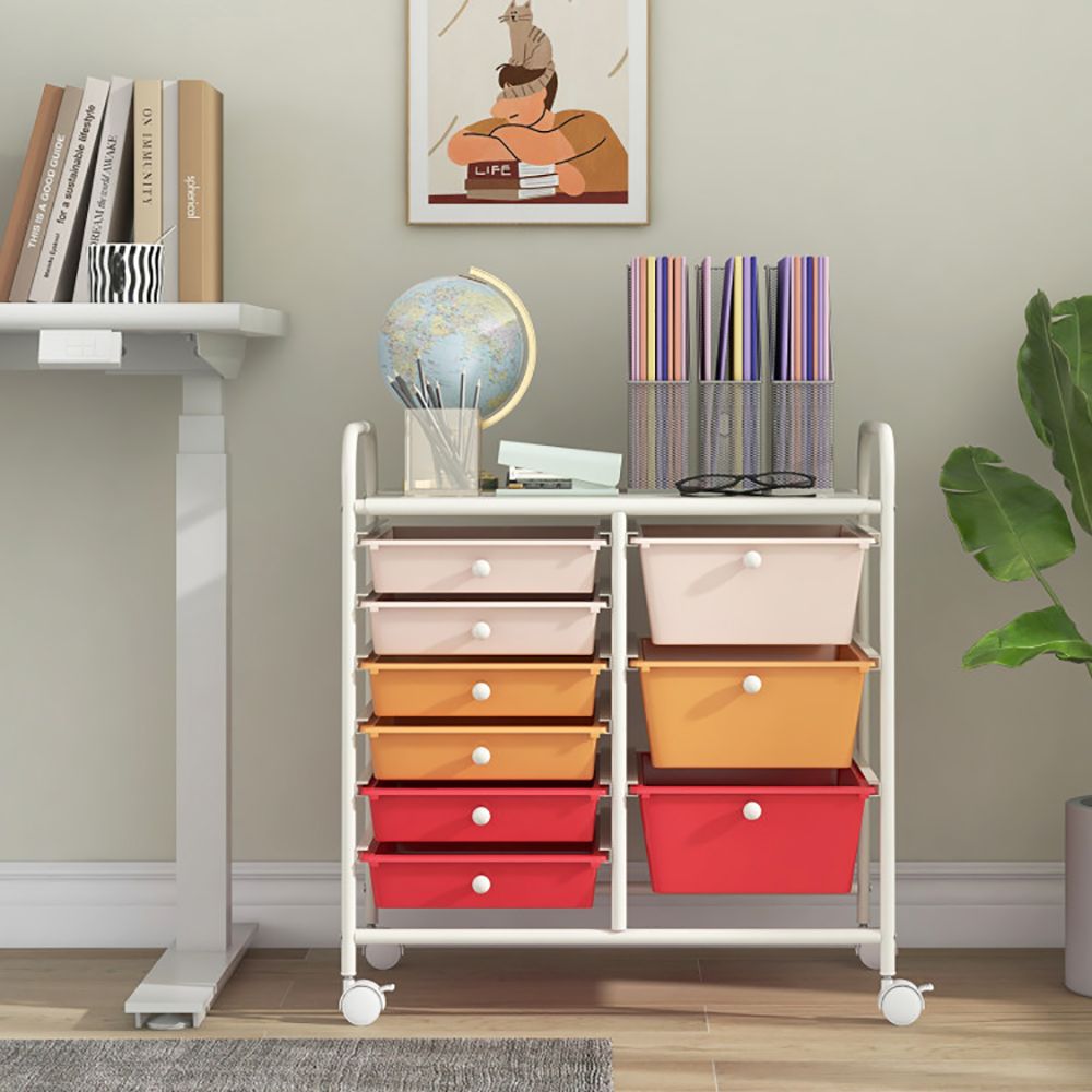 9-Drawer Rolling Storage Cart with Colorful Drawers