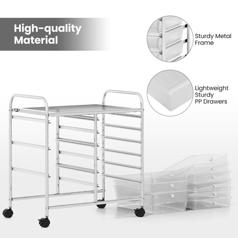 9-Drawer Rolling Storage Cart with Colorful Drawers