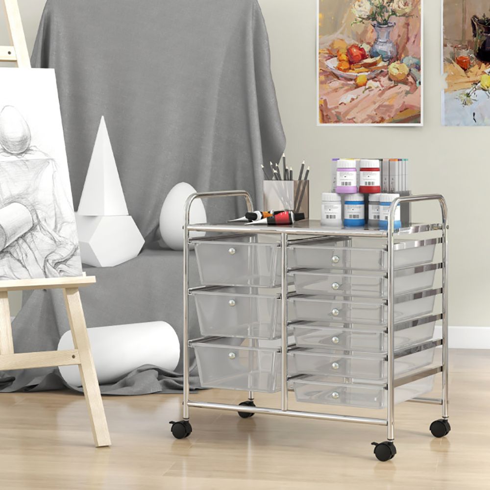9-Drawer Rolling Storage Cart with Colorful Drawers