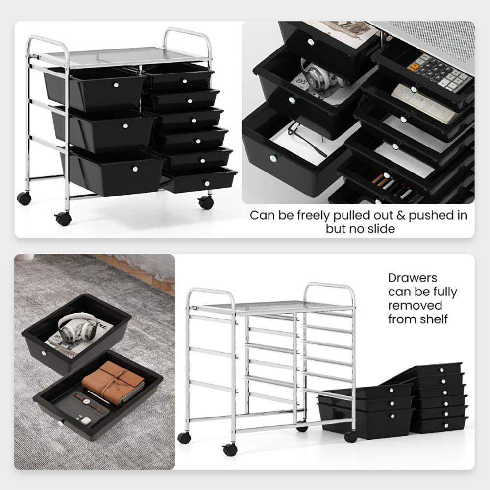 9-Drawer Rolling Storage Cart with Colorful Drawers