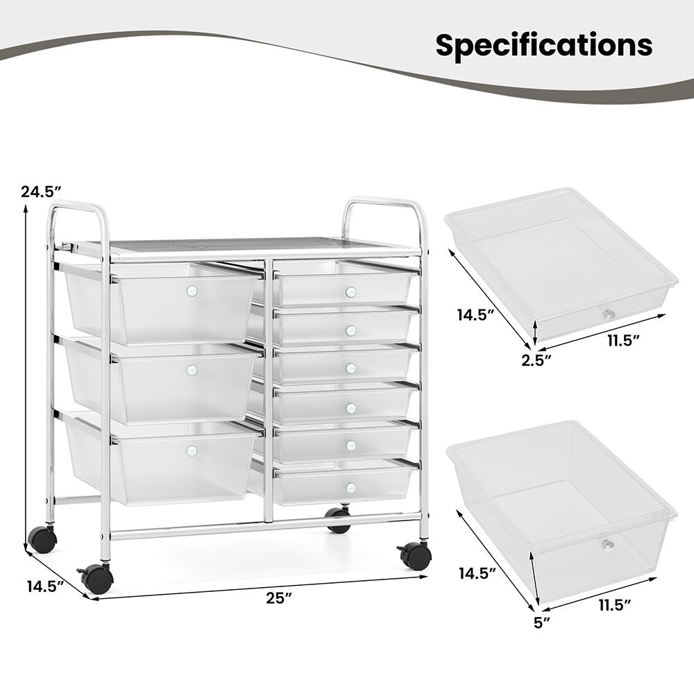 9-Drawer Rolling Storage Cart with Colorful Drawers