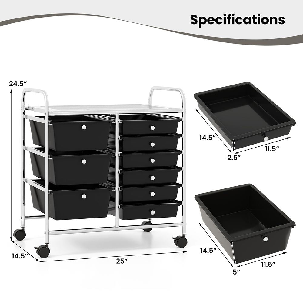 9-Drawer Rolling Storage Cart with Colorful Drawers