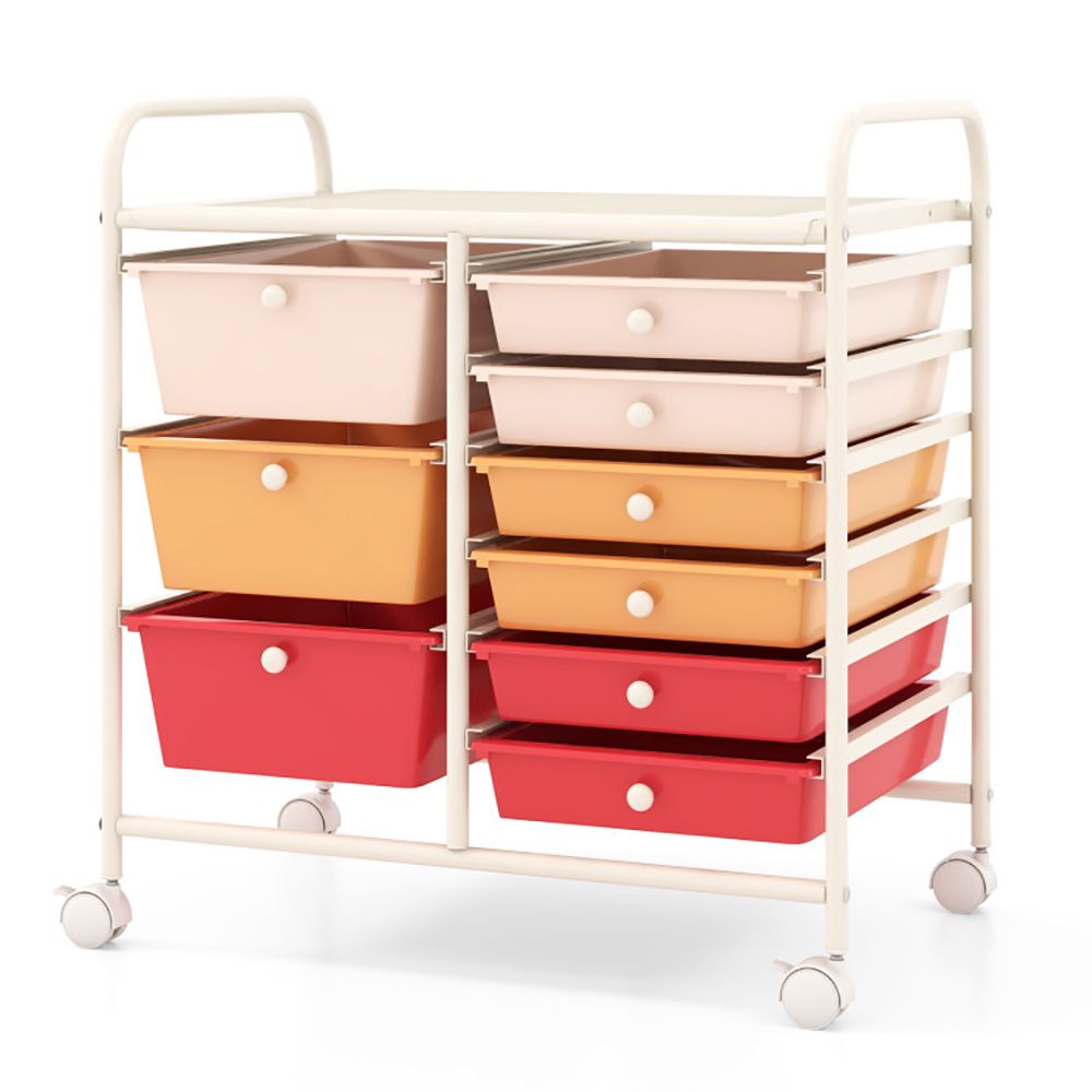 9-Drawer Rolling Storage Cart with Colorful Drawers
