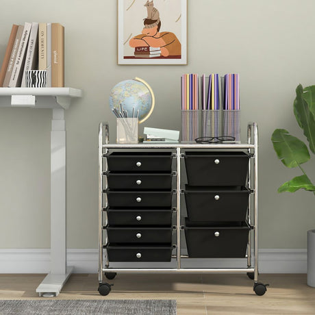 9-Drawer Rolling Storage Cart with Colorful Drawers