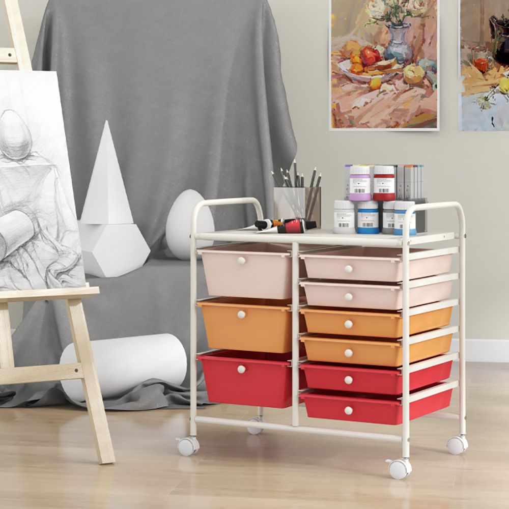 9-Drawer Rolling Storage Cart with Colorful Drawers