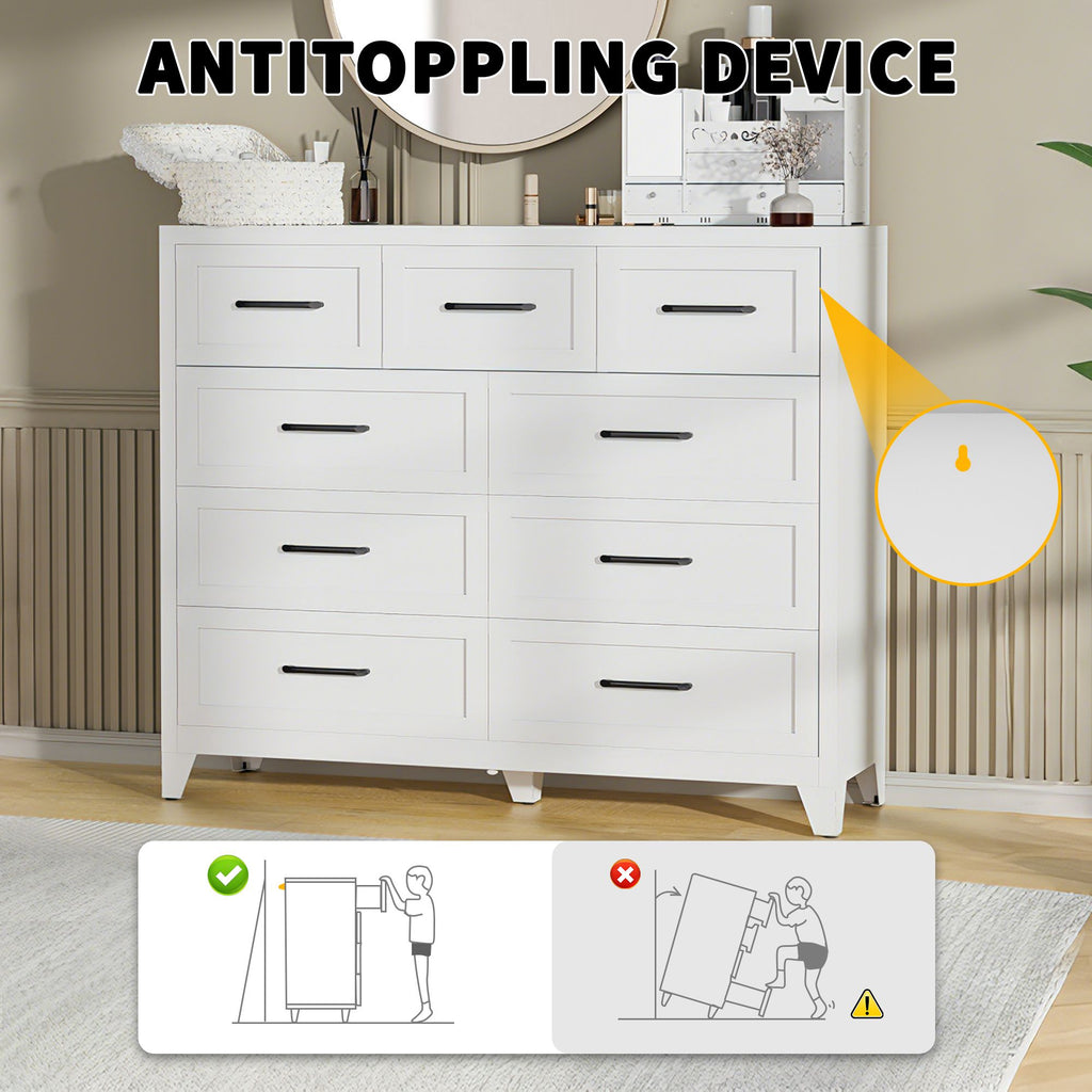 Nine-Drawer Tall Dresser for Streamlined Storage