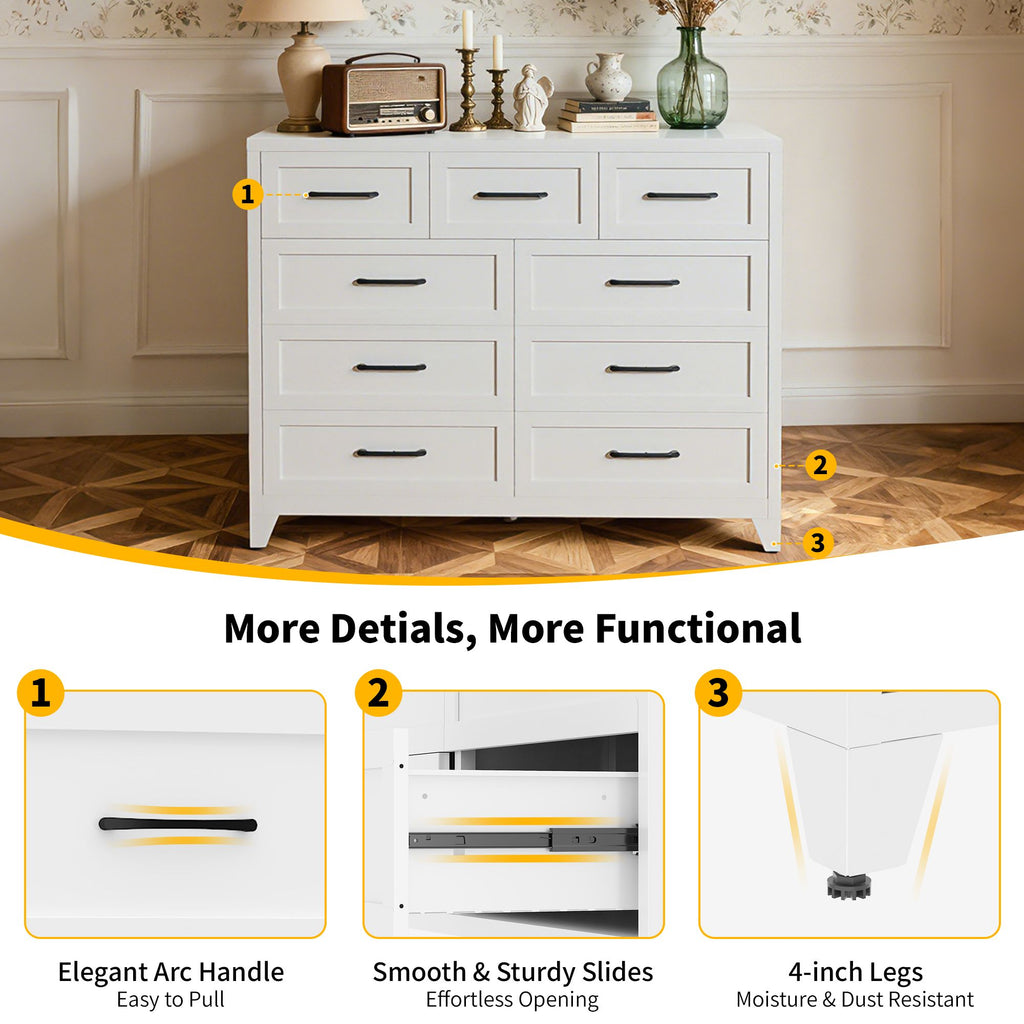 Nine-Drawer Tall Dresser for Streamlined Storage