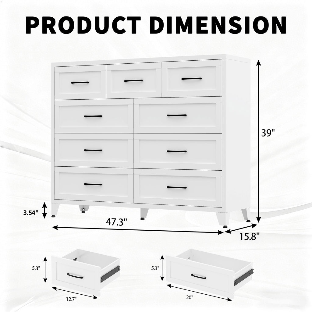 Nine-Drawer Tall Dresser for Streamlined Storage