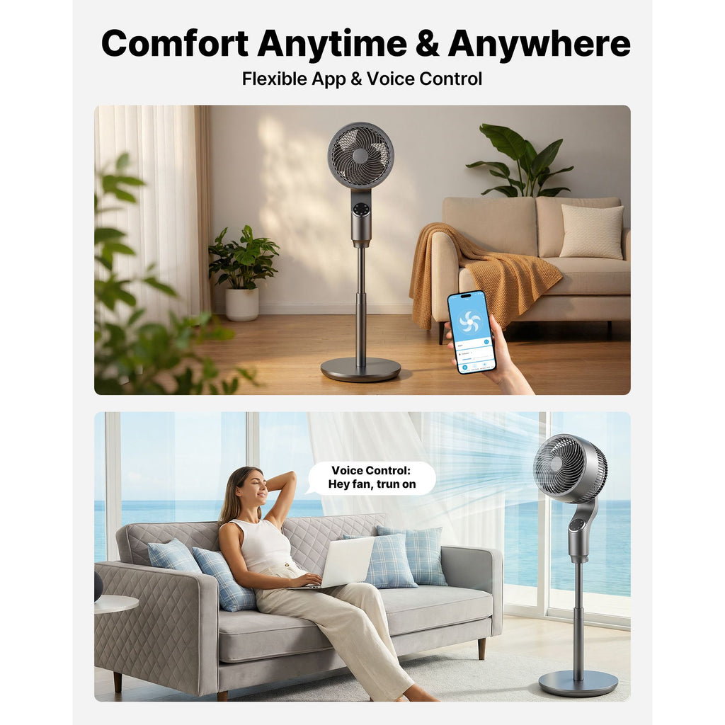 Oscillating Pedestal Fan with Remote Control and Smart Modes