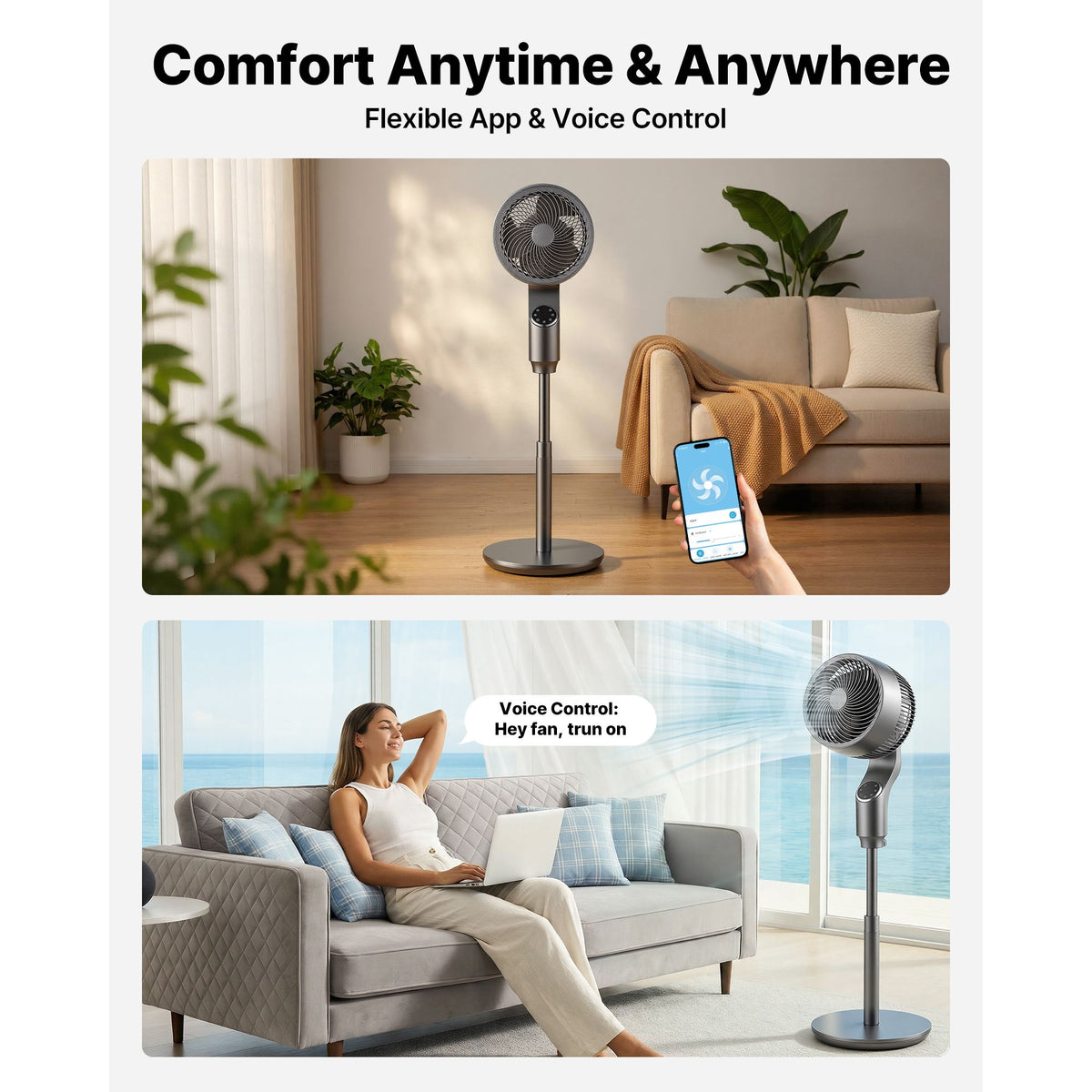 Oscillating Pedestal Fan with Remote Control and Smart Modes
