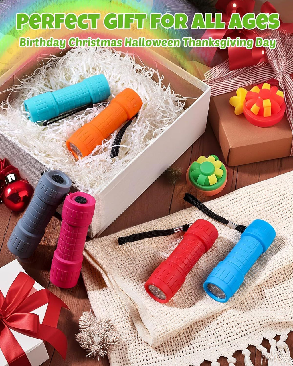 9-LED Flashlight 6-Pack – Impact Handheld Torches with Lanyard and Batteries Included