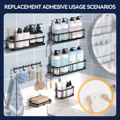 9-Pack Transparent Shower Adhesive Strips – No Drilling Wall Mount for Bath & Kitchen Storage
