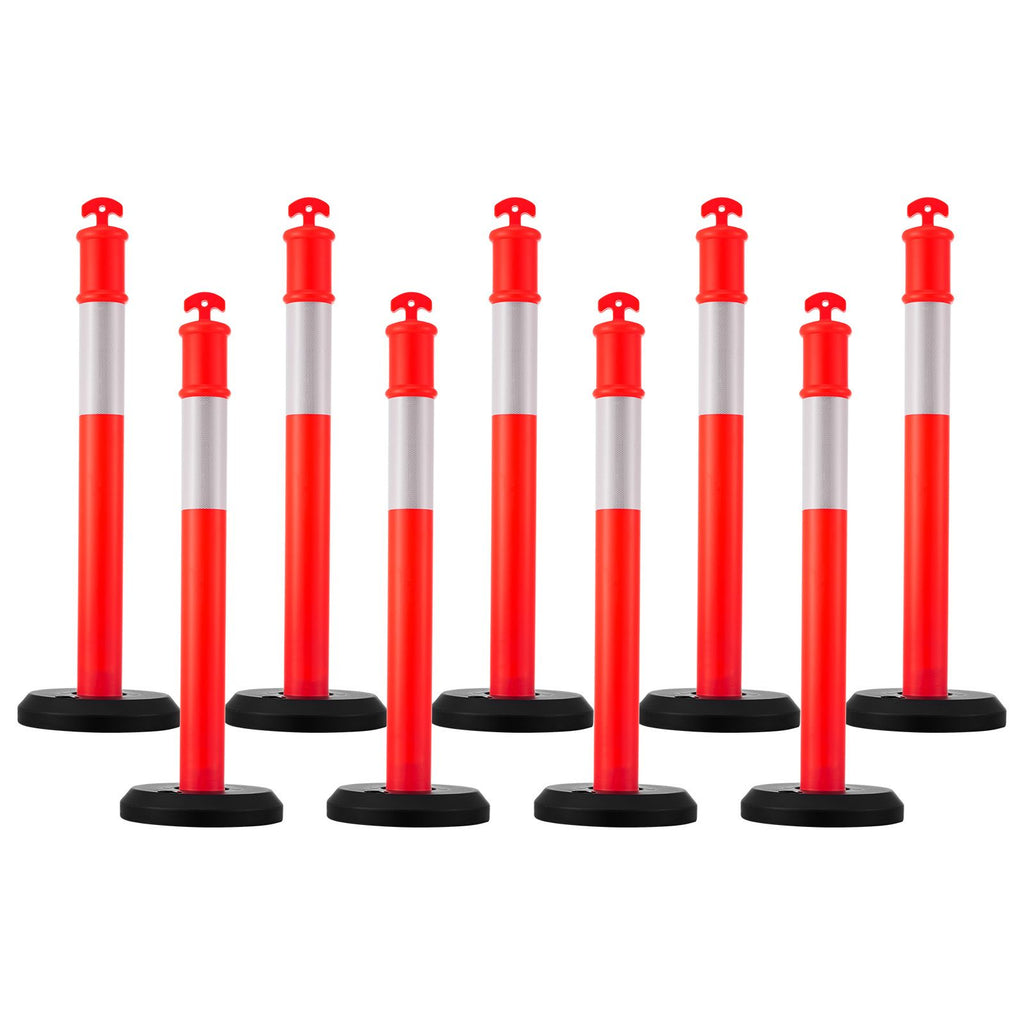 High Visibility Traffic Delineator Posts with Reflective Strips - practical for Construction and Parking Lots