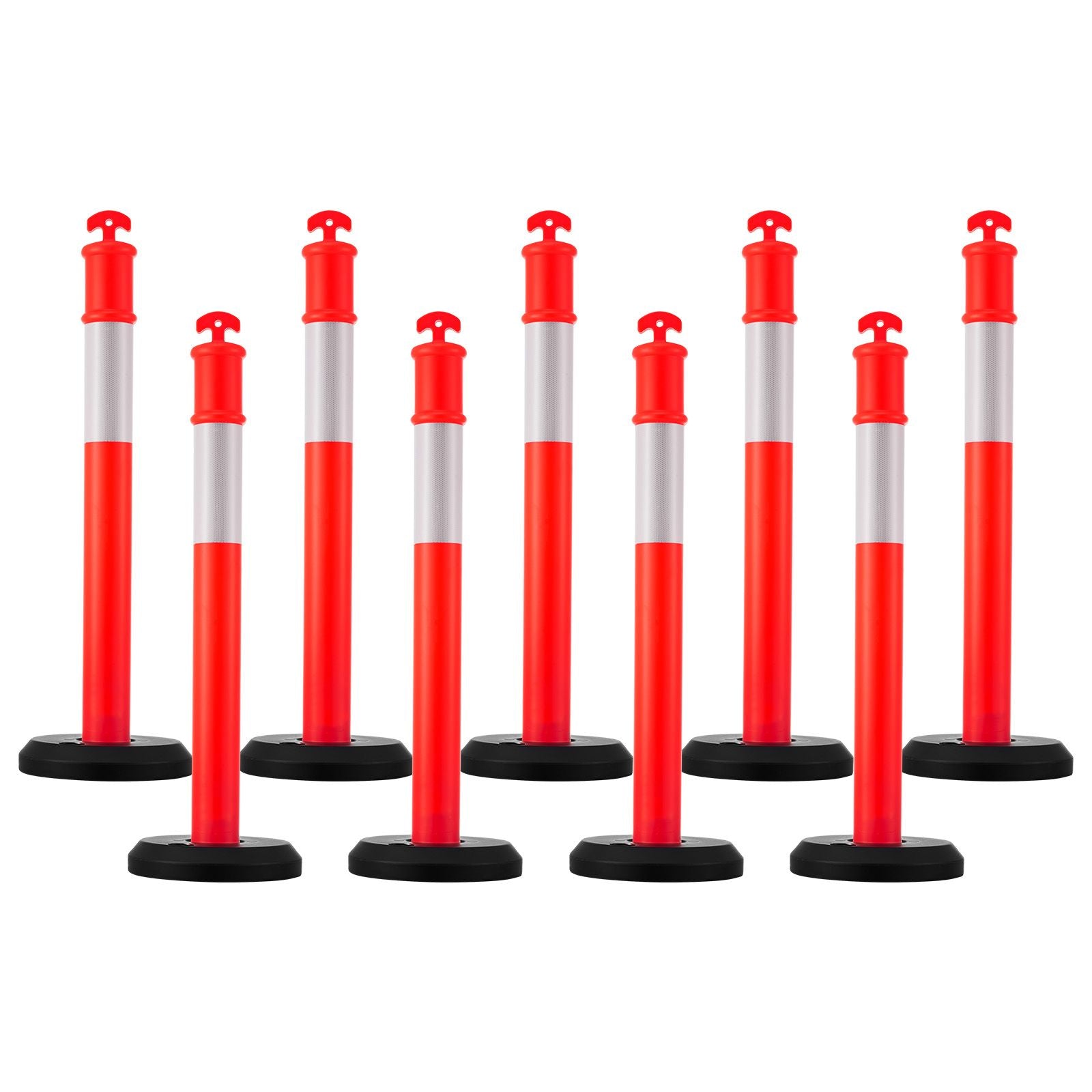 High Visibility Traffic Delineator Posts with Reflective Strips - practical for Construction and Parking Lots