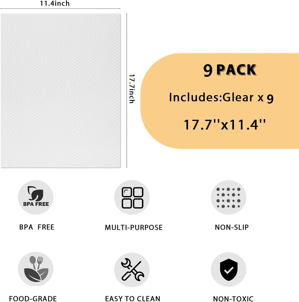 Nine-Pack Washable Cut-to-Fit Fridge and Drawer Liners
