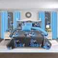 9-Piece Blue Tulip Bedding and Curtain Set for Queen/King Beds