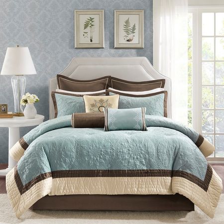 Traditional Blue Charmeuse Comforter Collection