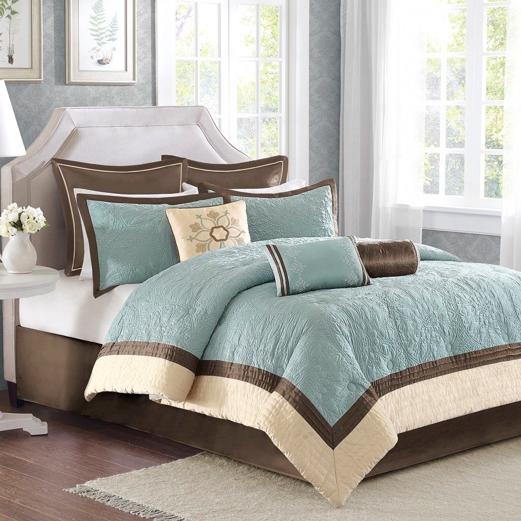 Traditional Blue Charmeuse Comforter Collection