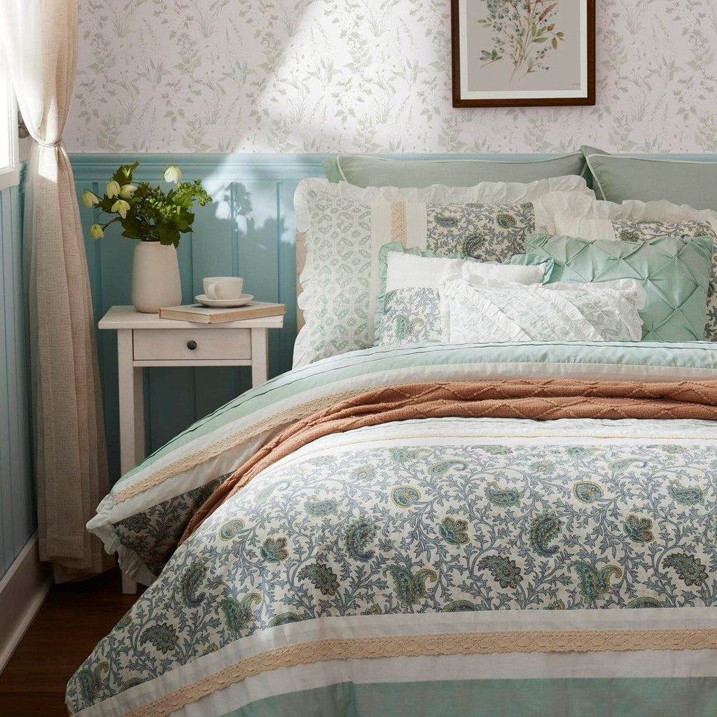 Paisley Comforter Set with Pintucked Shabby Chic Detail