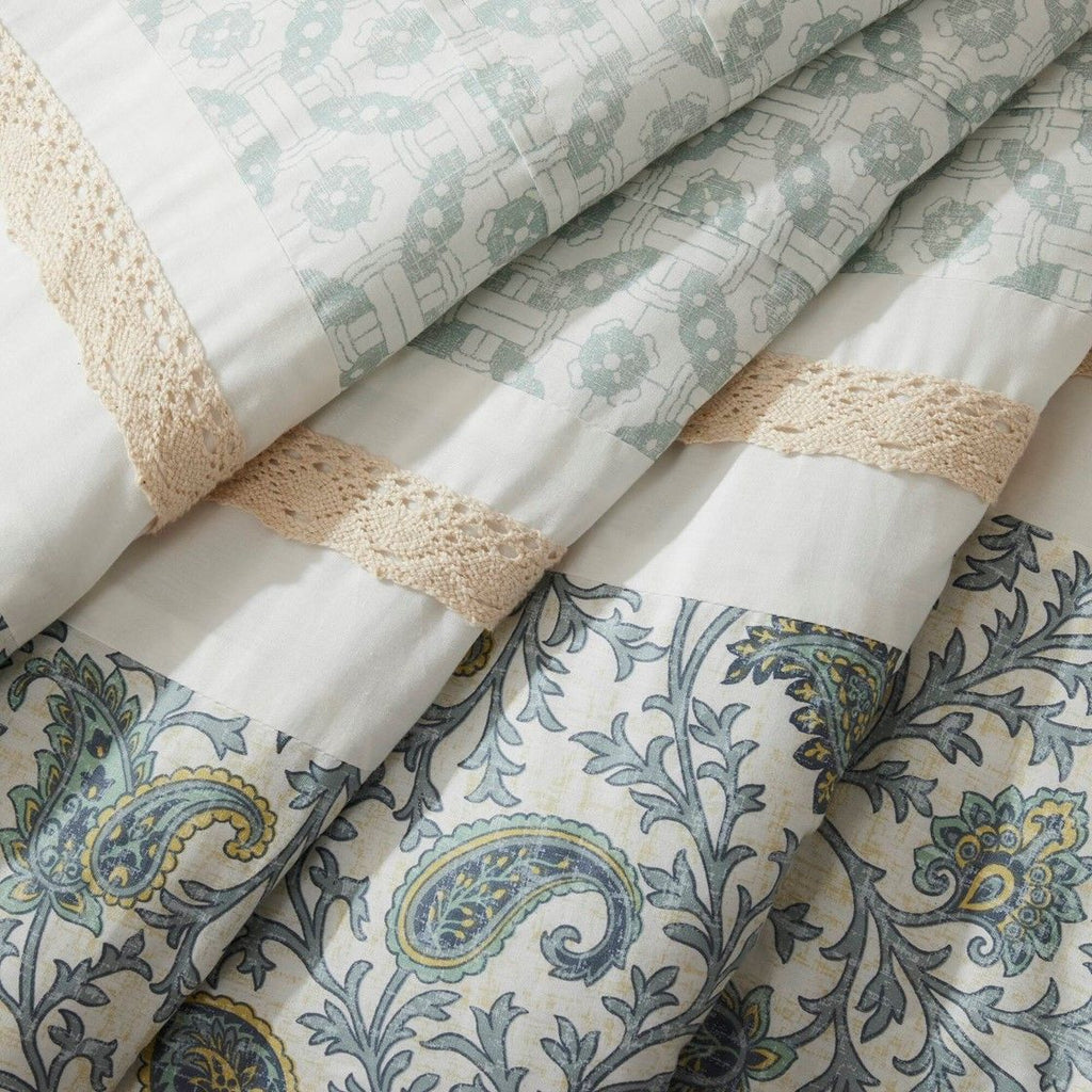 Paisley Comforter Set with Pintucked Shabby Chic Detail