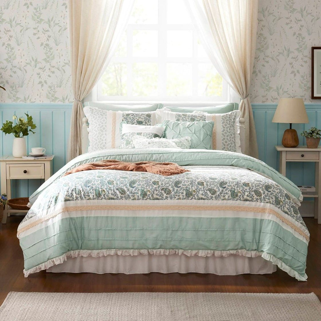 Paisley Comforter Set with Pintucked Shabby Chic Detail