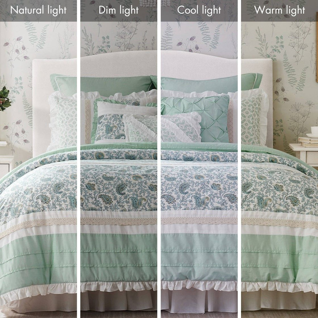 Paisley Comforter Set with Pintucked Shabby Chic Detail