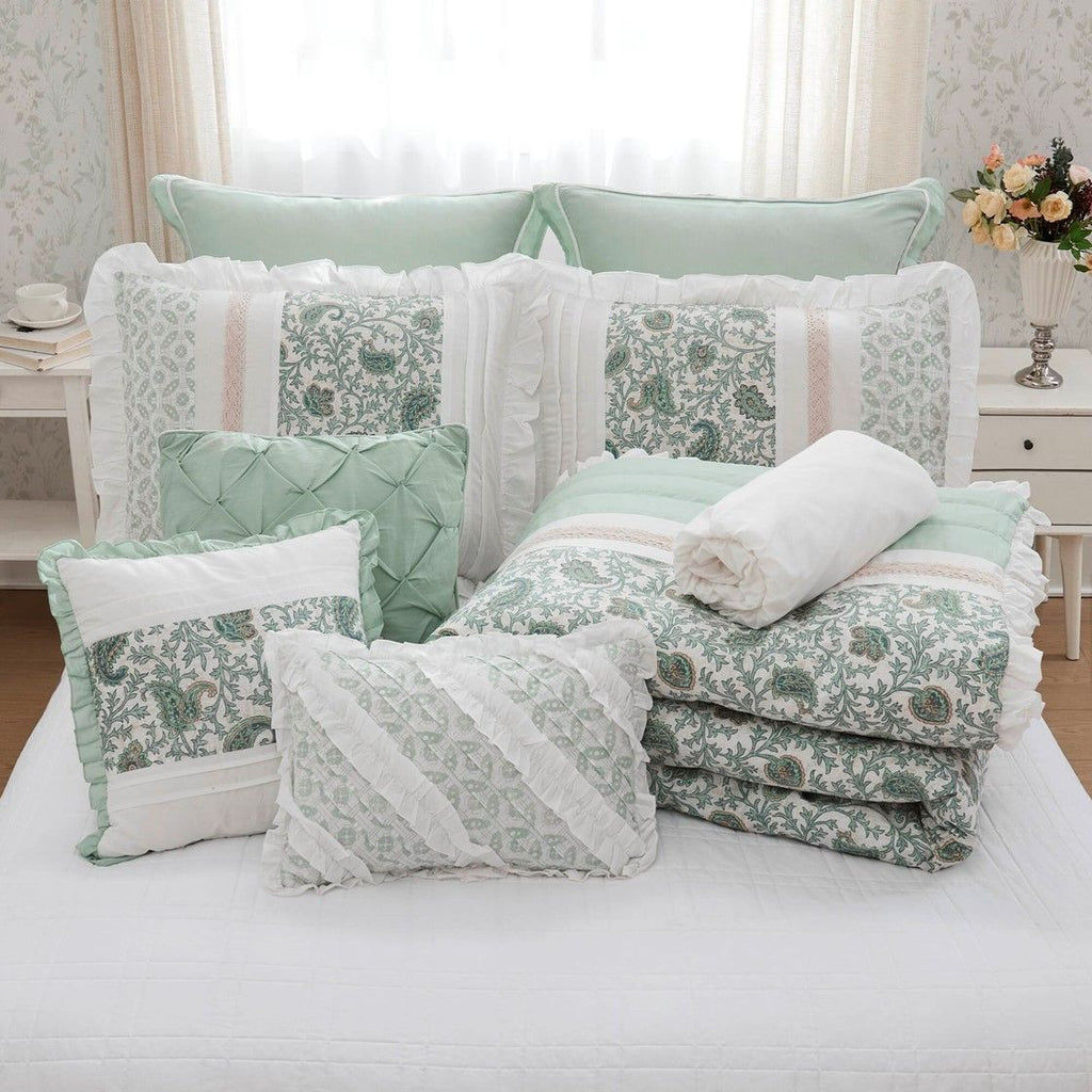 Paisley Comforter Set with Pintucked Shabby Chic Detail