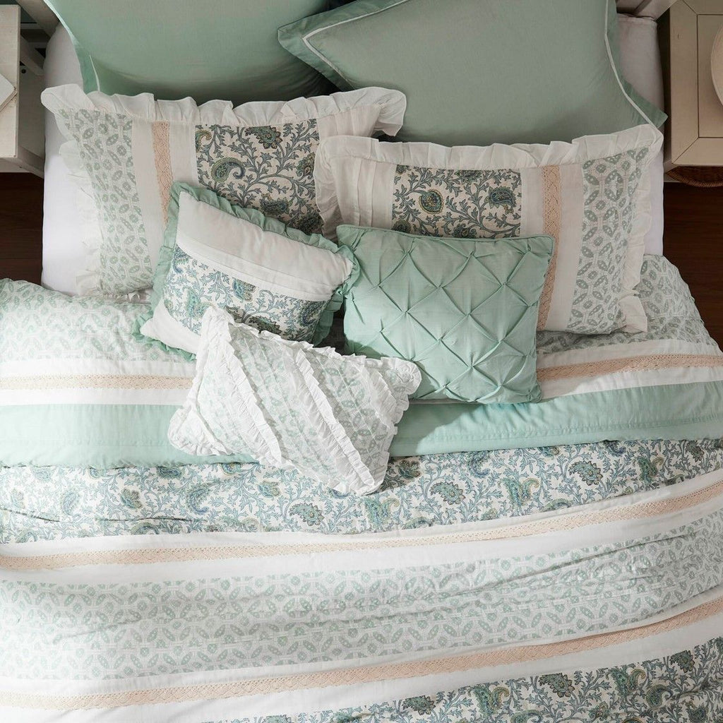 Paisley Comforter Set with Pintucked Shabby Chic Detail