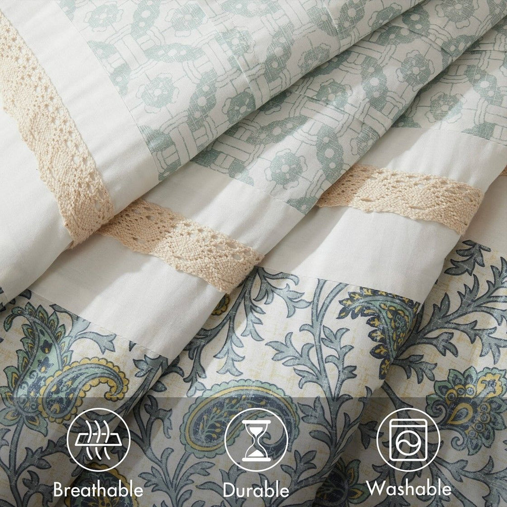 Paisley Comforter Set with Pintucked Shabby Chic Detail